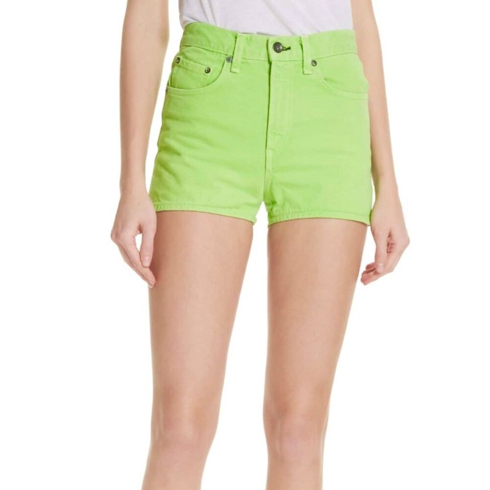 Rag & Bone NWT Lime Justine Jean Shorts Women's Size 24 Denim High Rise …